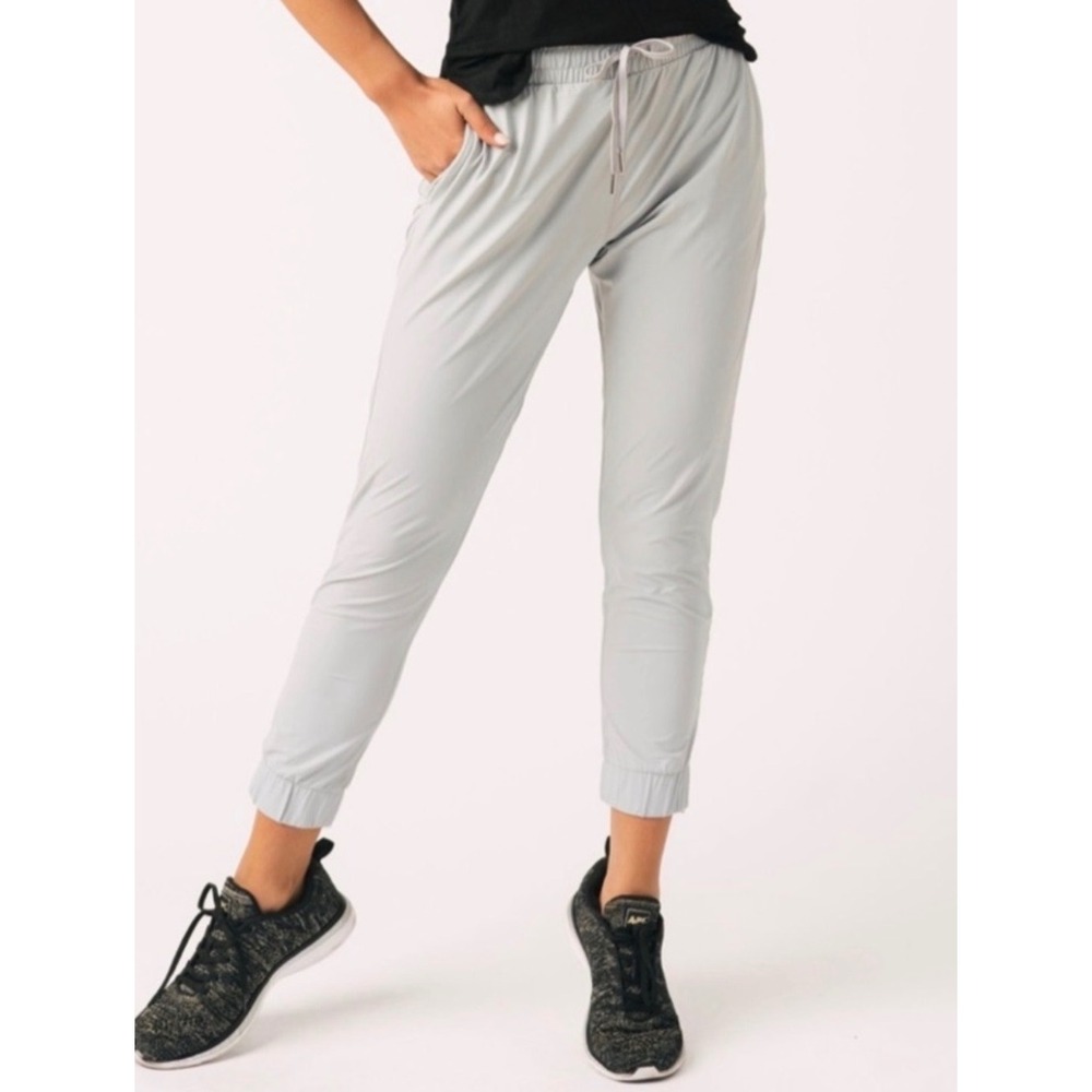 Zyia Active Jogger Pants Women's Small Gray Drawstring‎ Zip Ankle Athleisure